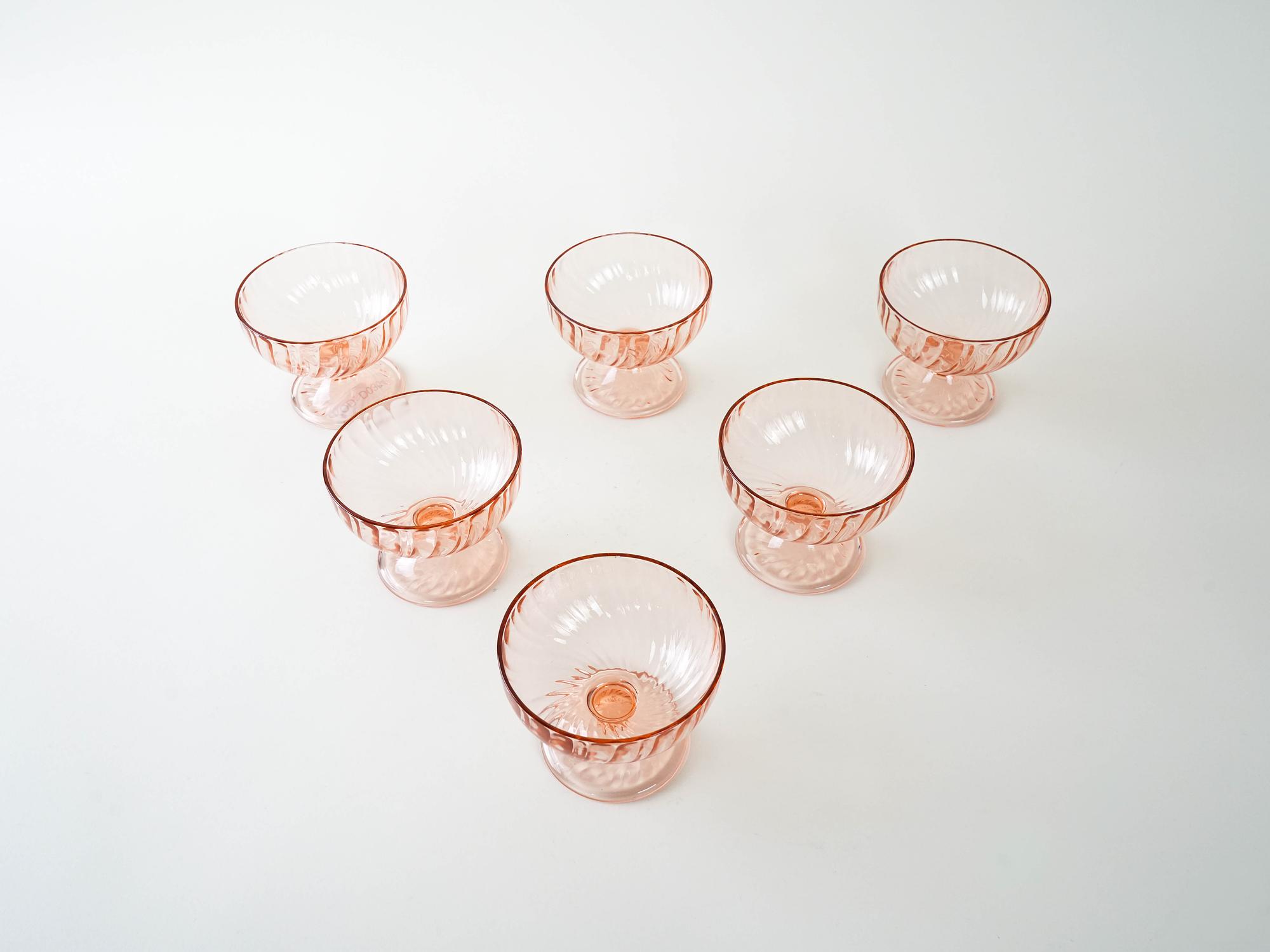 Dessert bowl set Pink 1970s 5