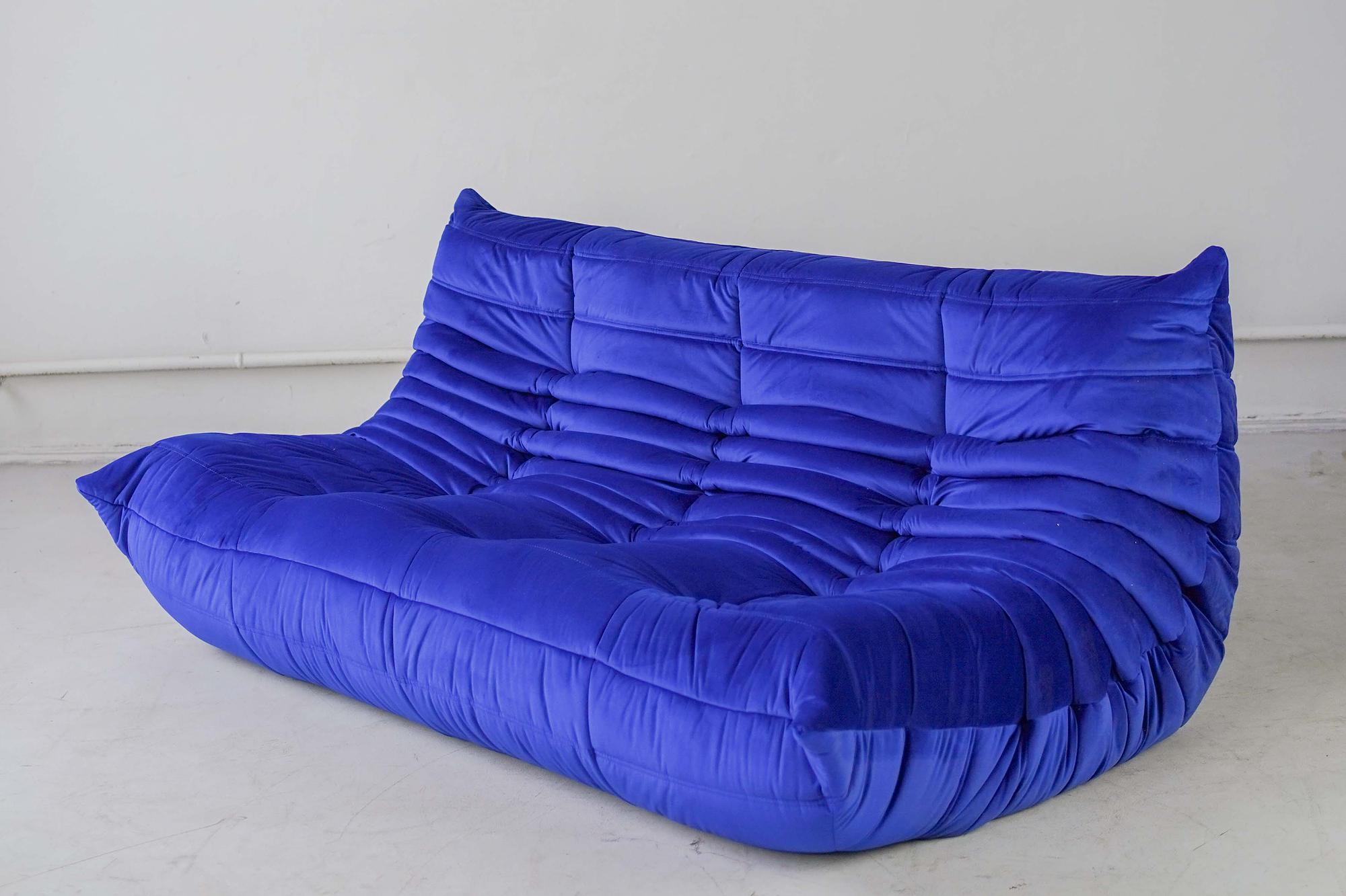 Togo Sofa 3-Sitzer Samt Kobaltblau 1