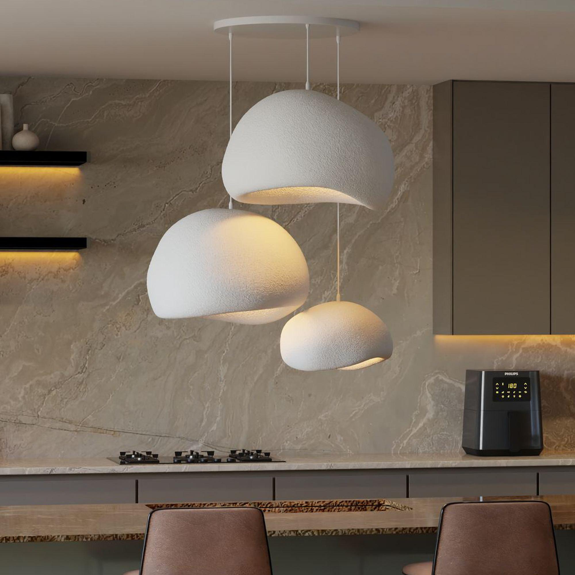 3-Flammig Wabi Sabi Ashveils Pendelleuchte Weiß 2