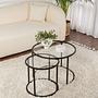 2x Gold Coffee Table Set Gold Transparent 80cm Ø60cm Ø42cm 1