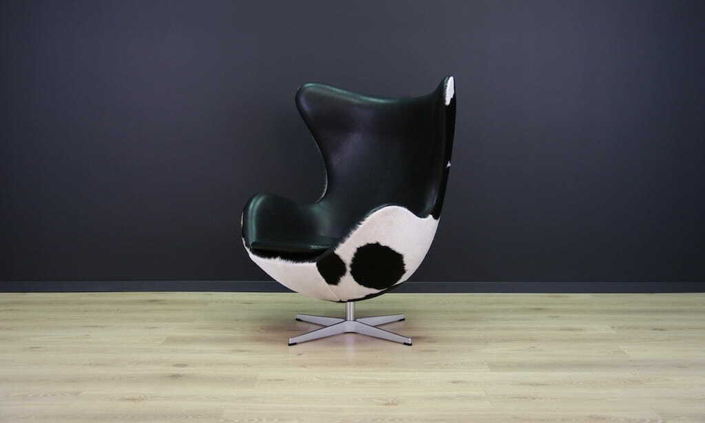Egg Sessel Leder Arne Jacobsen Weiß Schwarz  1