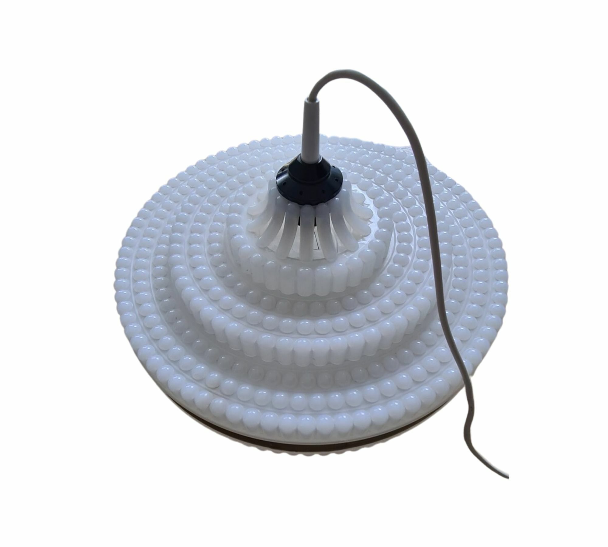 Vintage Pendelleuchte Kunststoff Messing Weiß 1