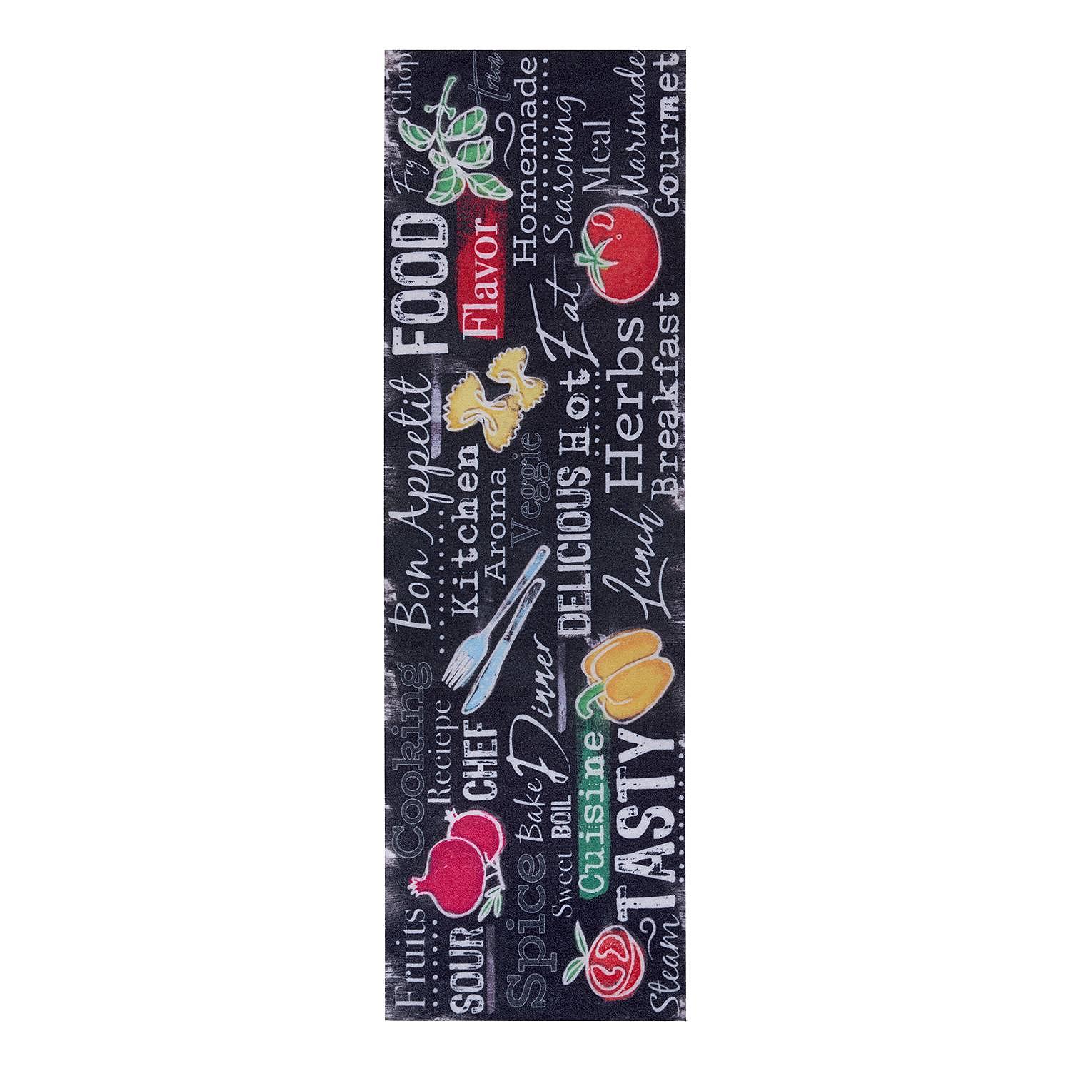 Läufer Delicious Kitchen Board Polyester Schwarz / Weiß 1