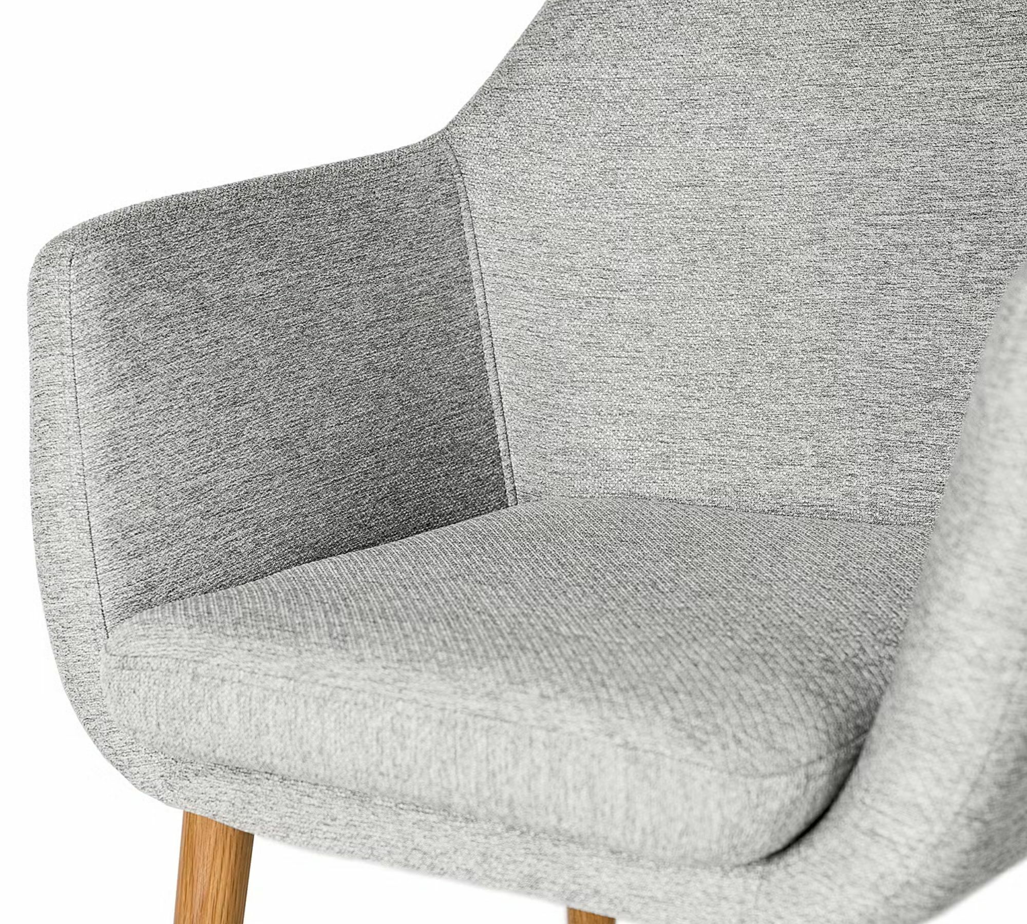 Armlehnstuhl Holz Webstoff Hellgrau 7