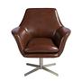 Cognac brown leather swivel armchair 5093 1