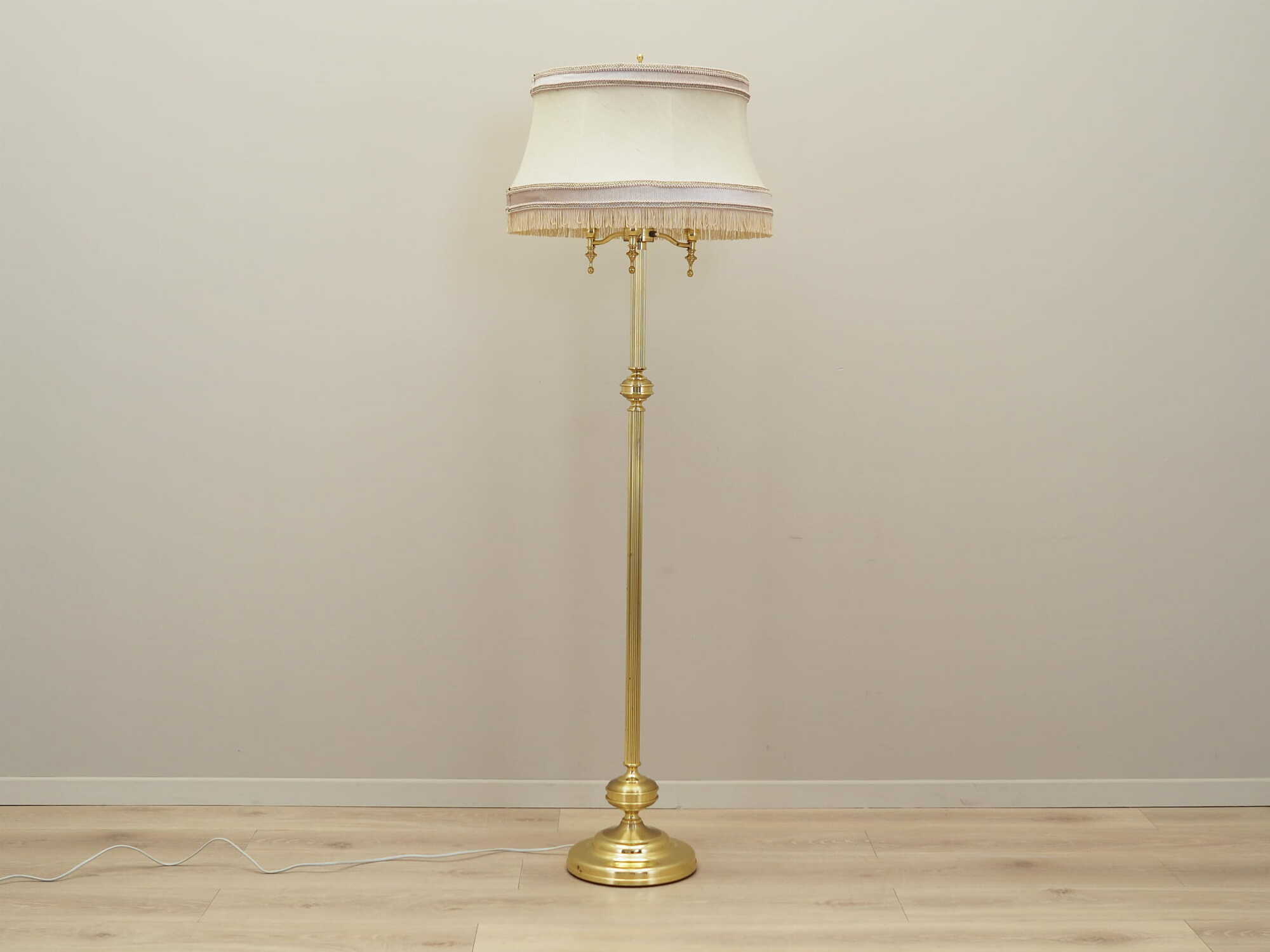 Vintage Floor Lamp Metal Textile Gold 1970s 1