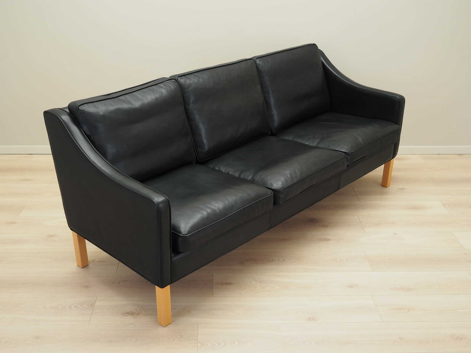 Sofa Leather Black 1970s 5