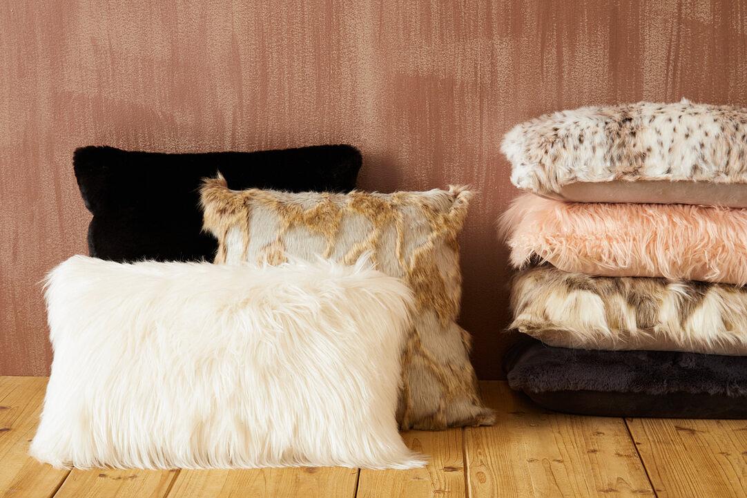 Bosie Lamina Grey Rectangular Faux Fur Cushion 3