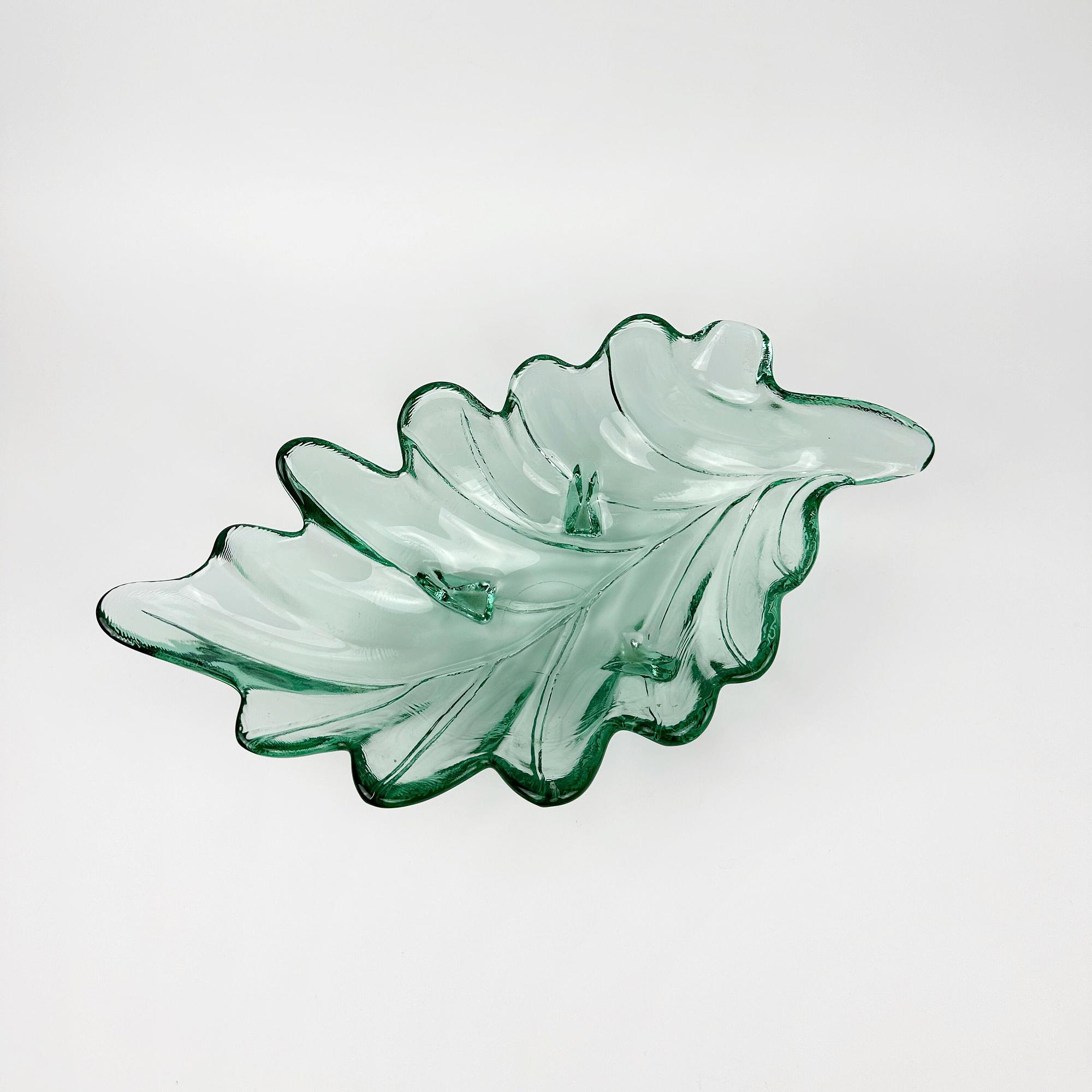Vintage bowl pressed glass green 1980s 1