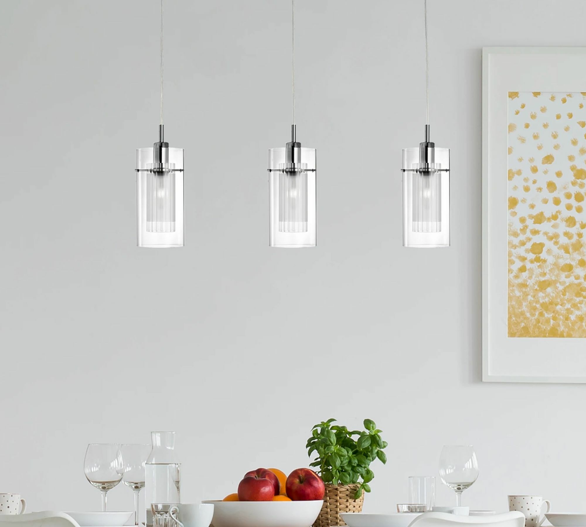 Pendant lamp clear glass 3-light 2