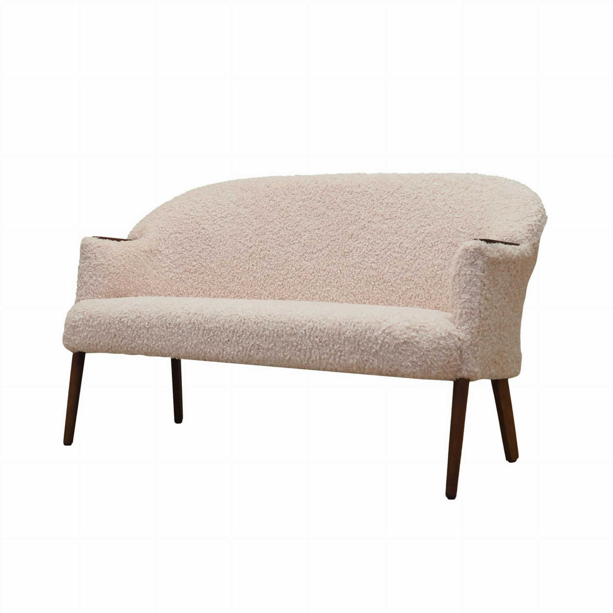 Vintage Sofa Fabric Wood Cream 1970s 0