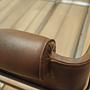 Vintage Bett Metallrahmen Naturleder Braun 1980er Jahre 14