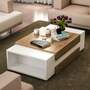 Couchtisch Holz Weiß Walnuss Dekor 2