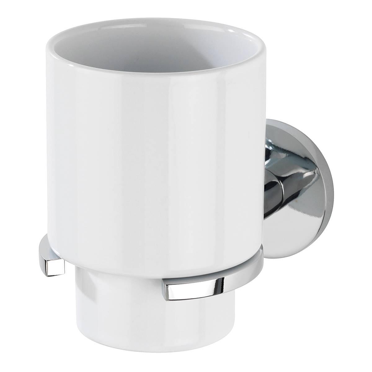 Isera Toothbrush tumbler holder Zinc die-cast Ceramic Chrome White 1
