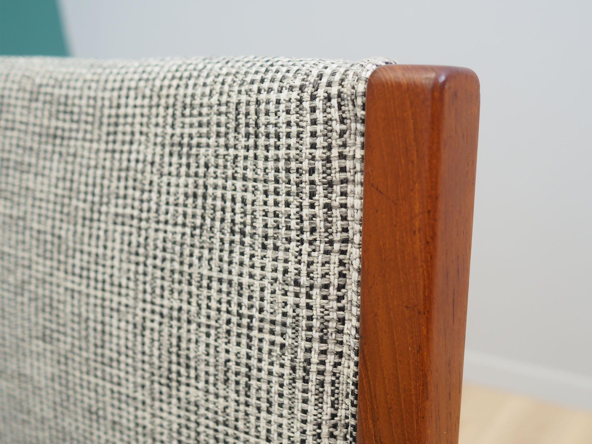 5x Vintage Chair Teak Wood Textile Grey 1970s 12