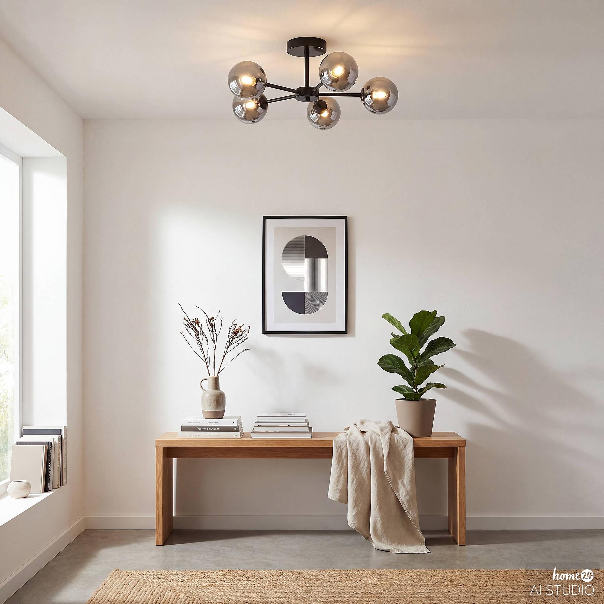 Deckenleuchte Ilumo 5-Flammig Rauchglas Eisen Grau Schwarz 2