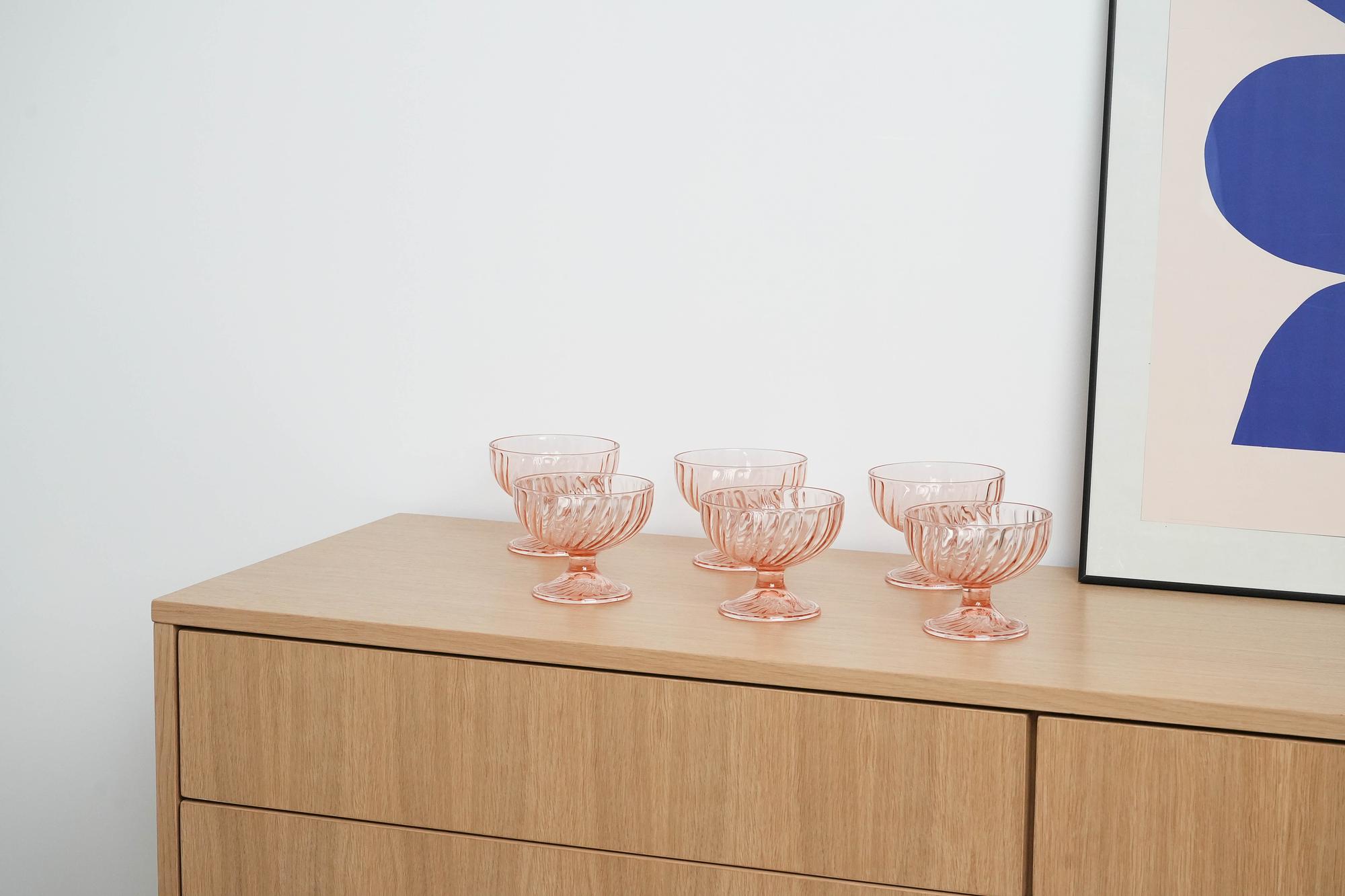 Dessertschalen-Set Rosa 1970er Jahre 1