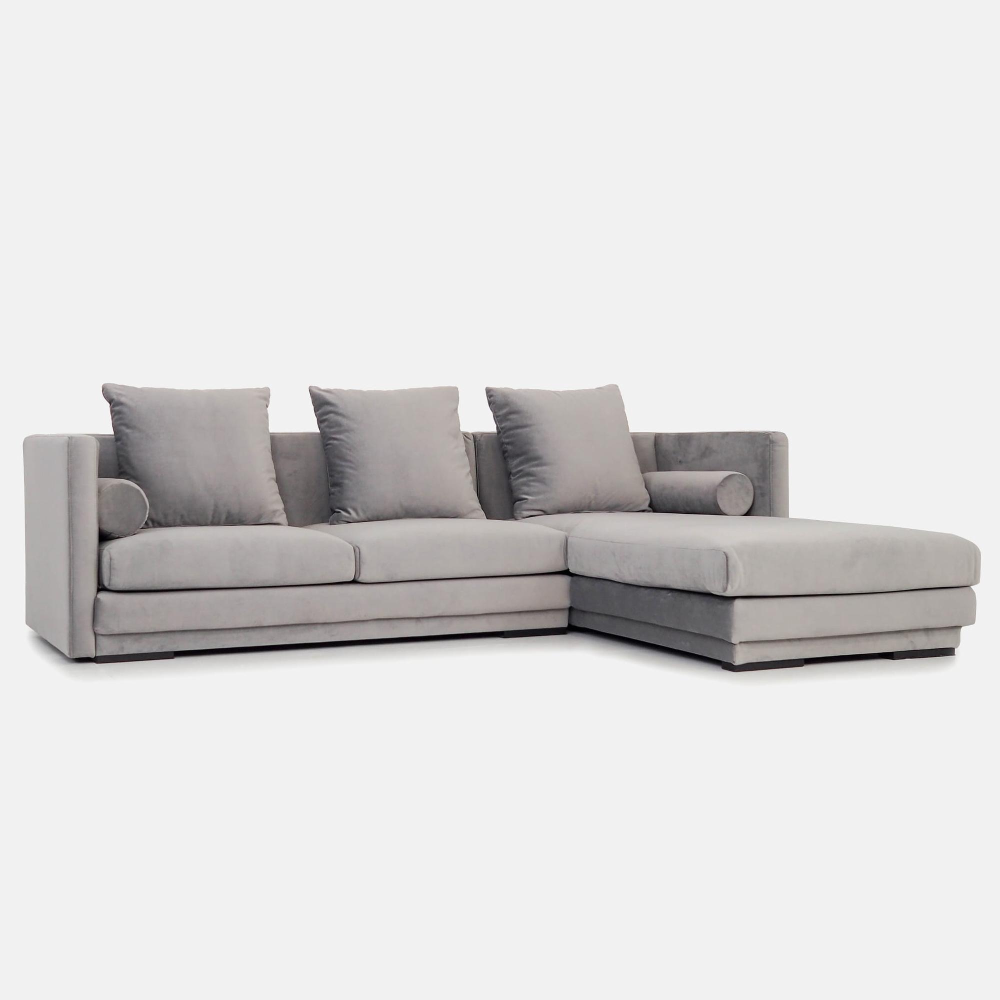 MALMO Corner sofa 3-seater Velour Silver 2