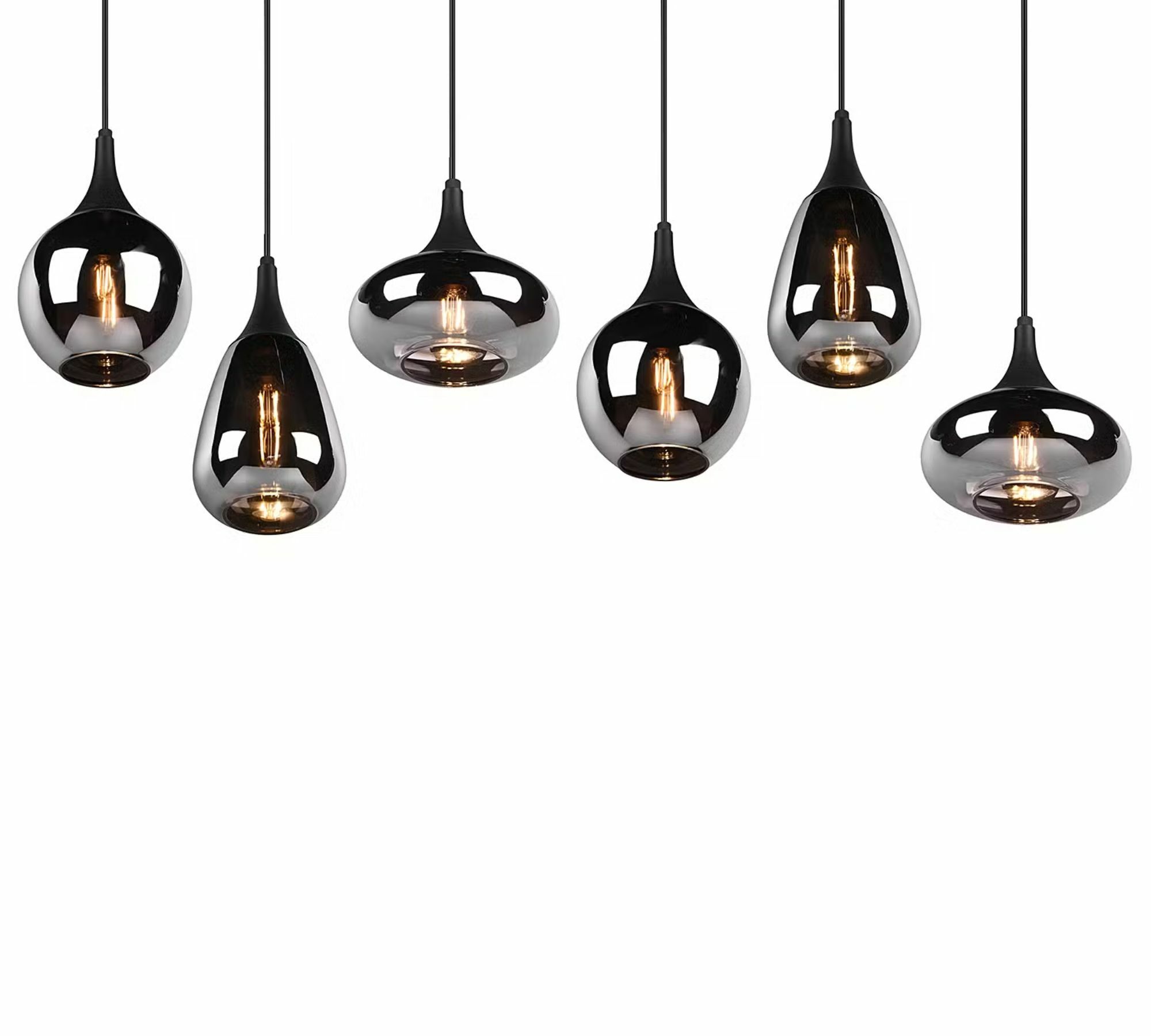 Pendelleuchte 6-flammig Rauchglas Stahl 8