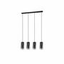 Pendant light 4-light glass metal black 4