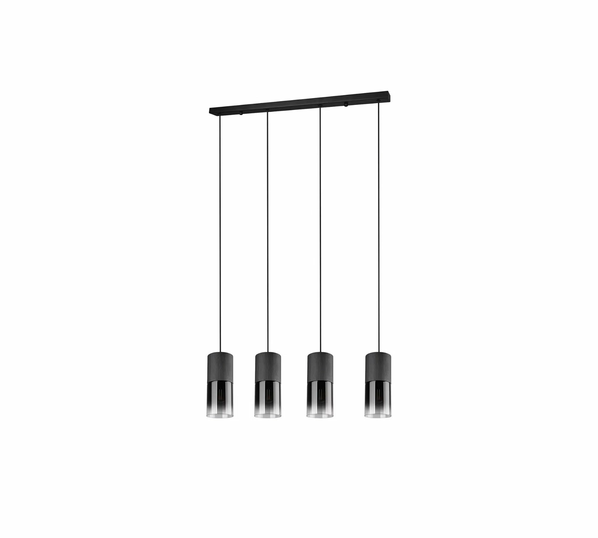 Pendant light 4-light glass metal black 4
