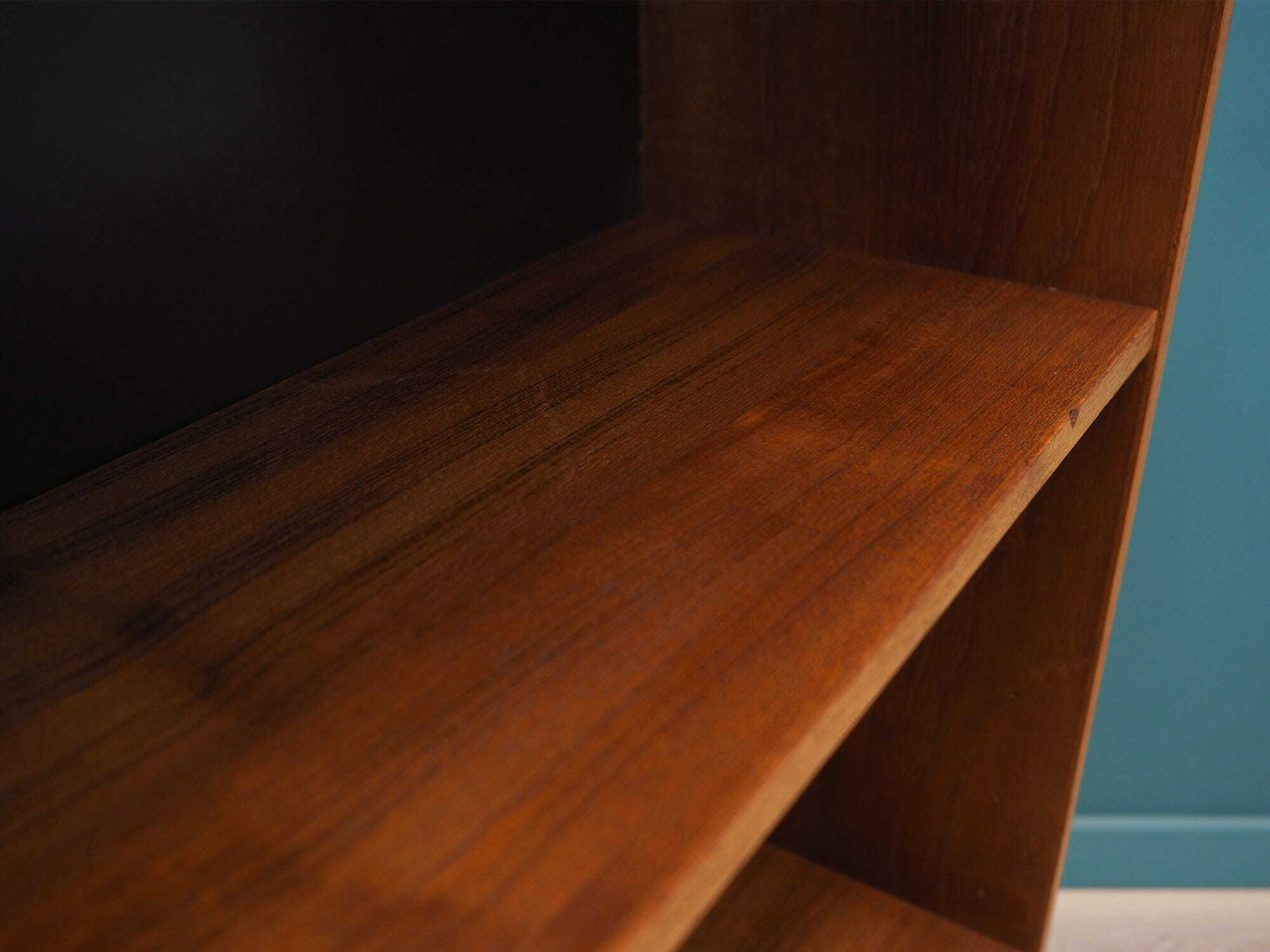 Vintage Bookshelf Teak Wood Brown 1970s 7