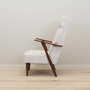 Vintage Stuhl Teakholz Samt Weiß 1970er Jahre  2