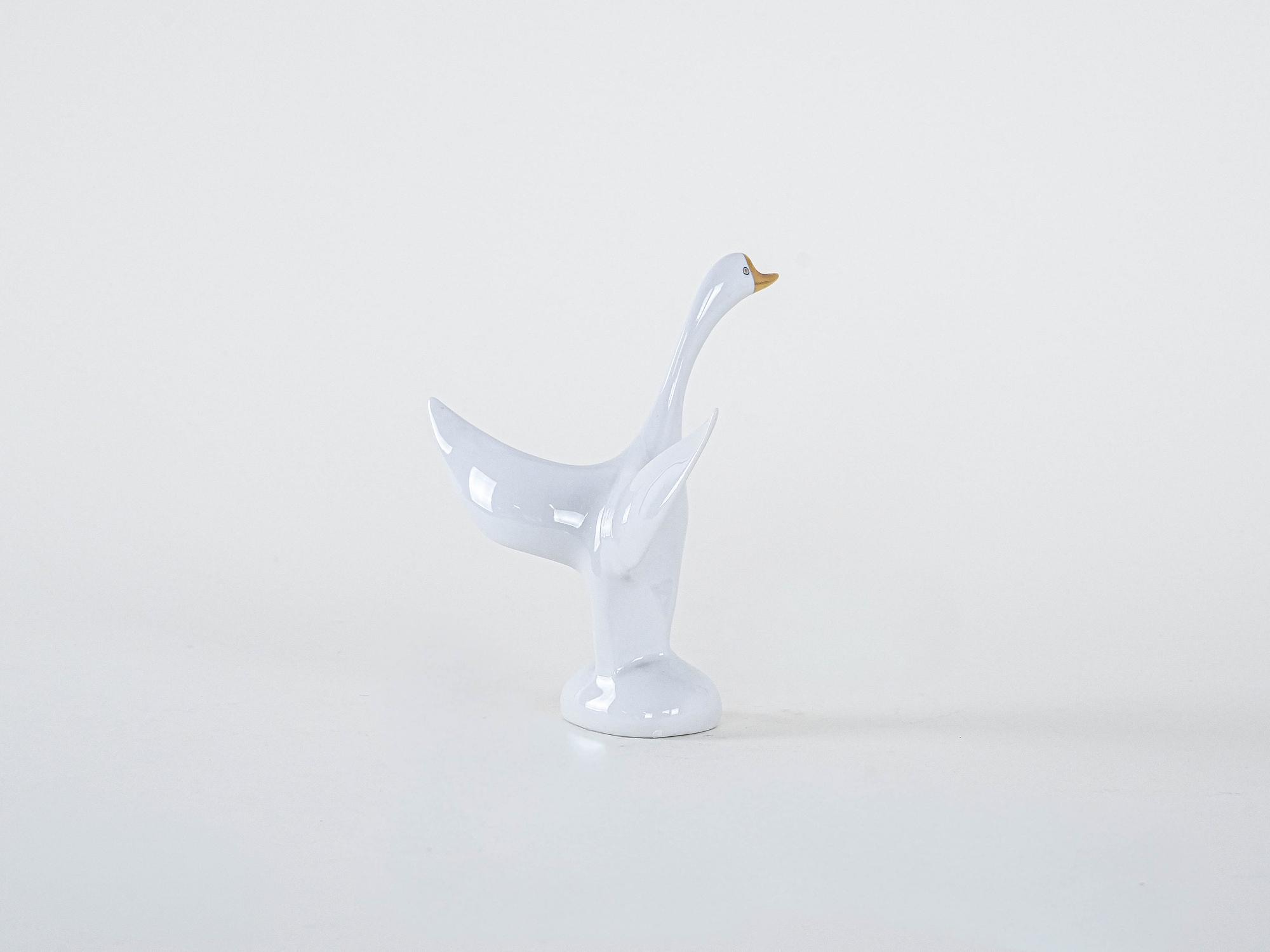 Porzellan-Gans-Figur Weiß 1960er Jahre 4