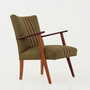 Vintage Stuhl Teakholz Textil Grün 1960er Jahre 8