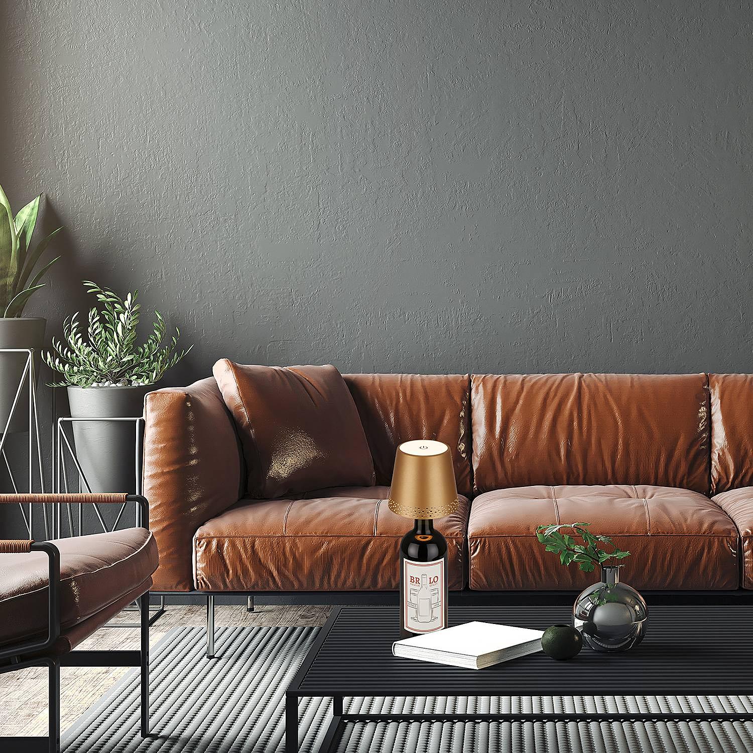 1-Flaming LED bottle light Bairros Aluminum Gold 2