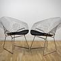 Bertoia Diamond Chair Silber mit schwarzem Kissen 7