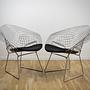 Bertoia Diamond Chair Silver with black cushion 7