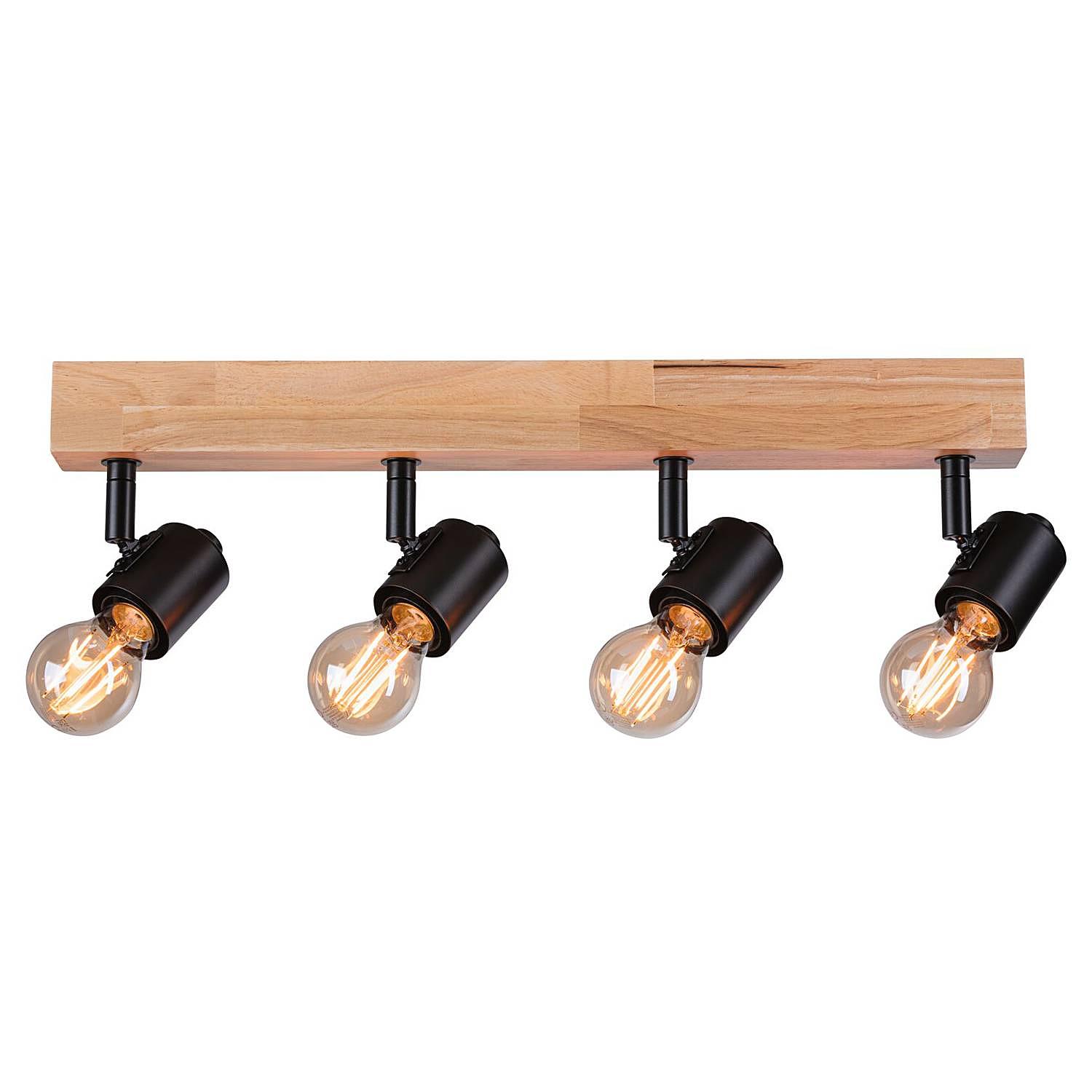  4-Flammig Arvid Deckenleuchte Holzwerkstoff Aluminium Braun 1
