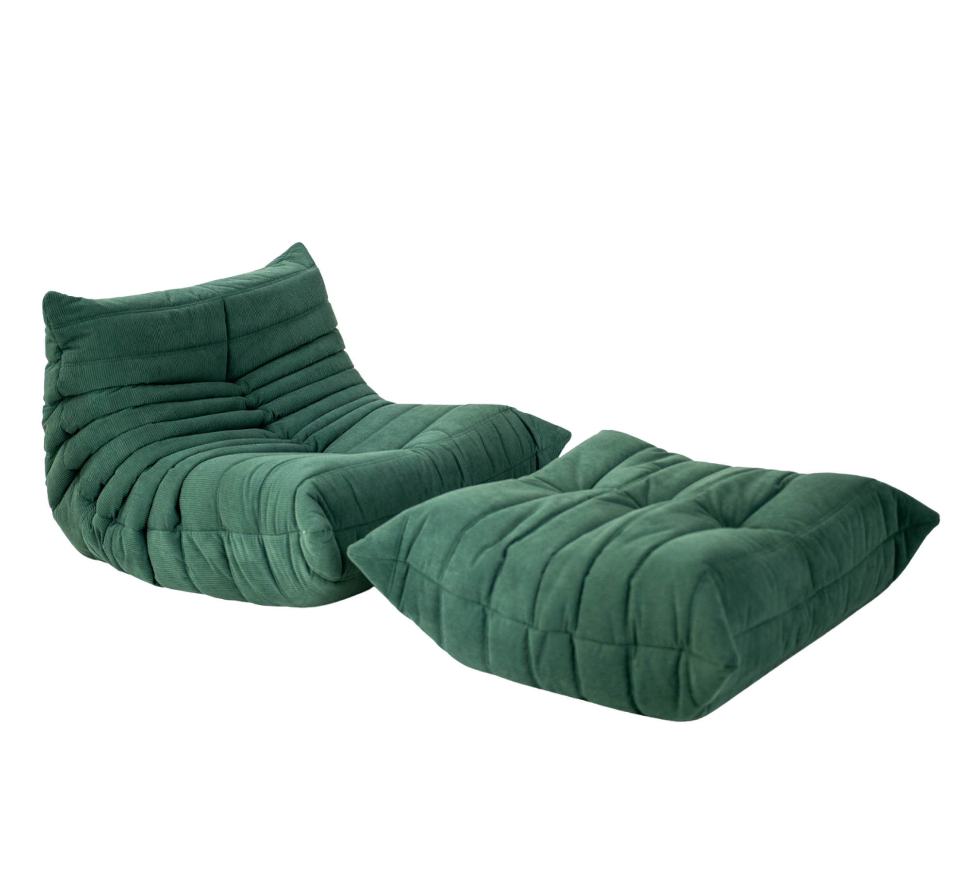 Togo Sessel und Ottoman Set Cord Tannengrün 1