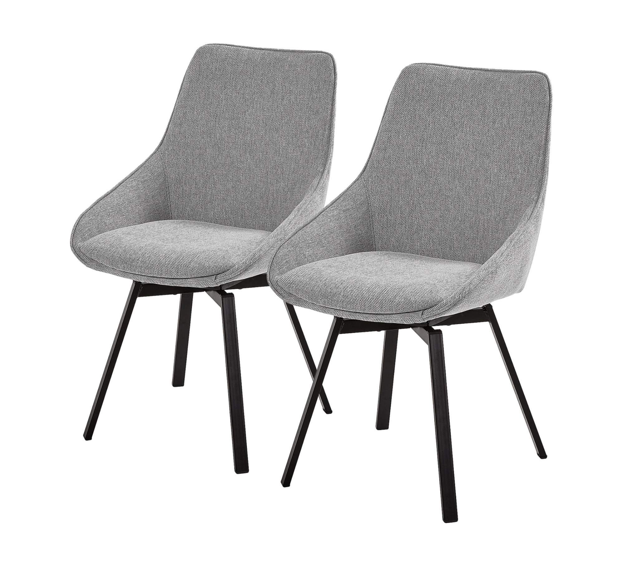 2x Polsterstuhl Metall Webstoff Grau 0