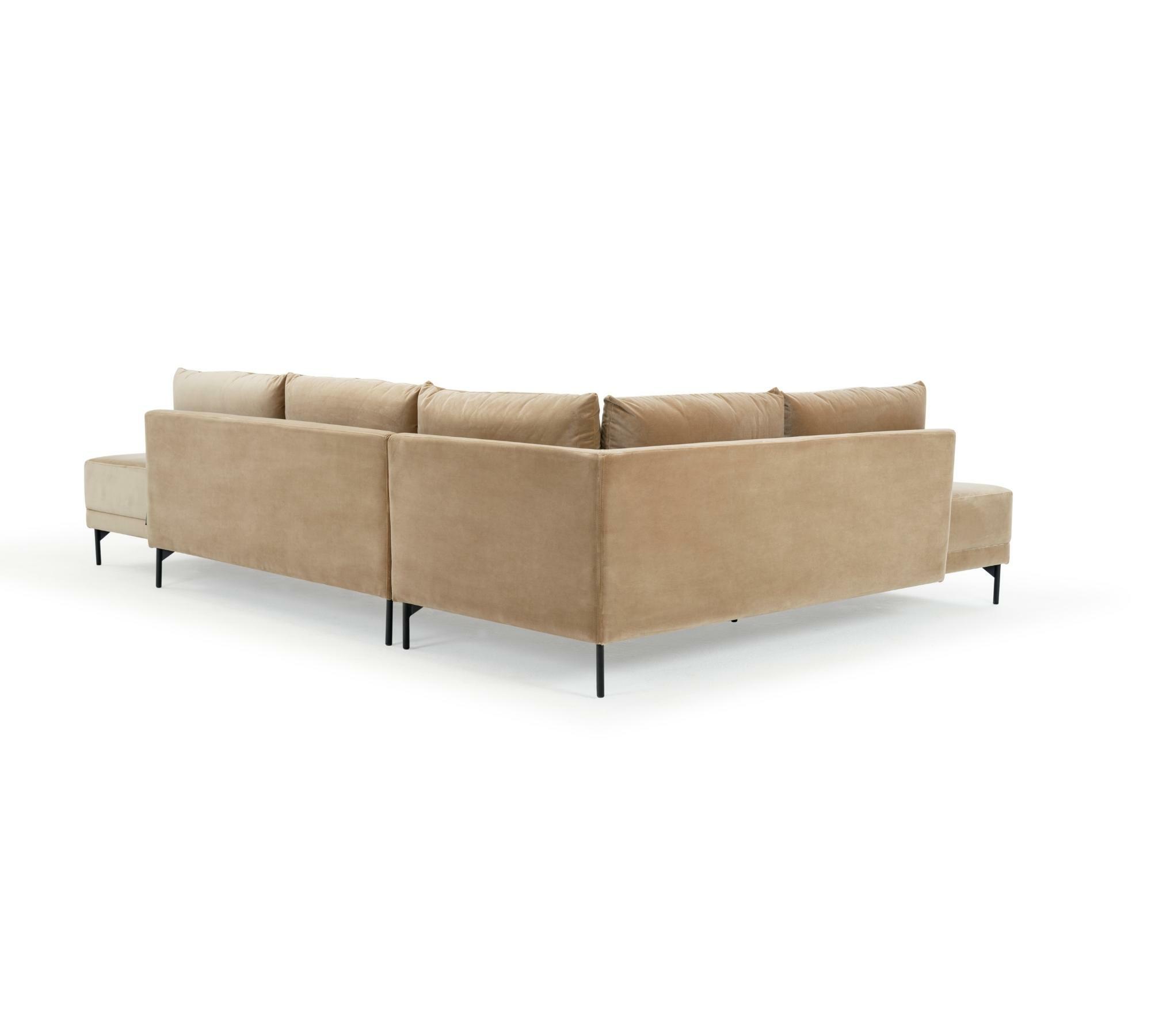 Vivica Schlafsofa Récamiere Links Velours Matt Beige 6