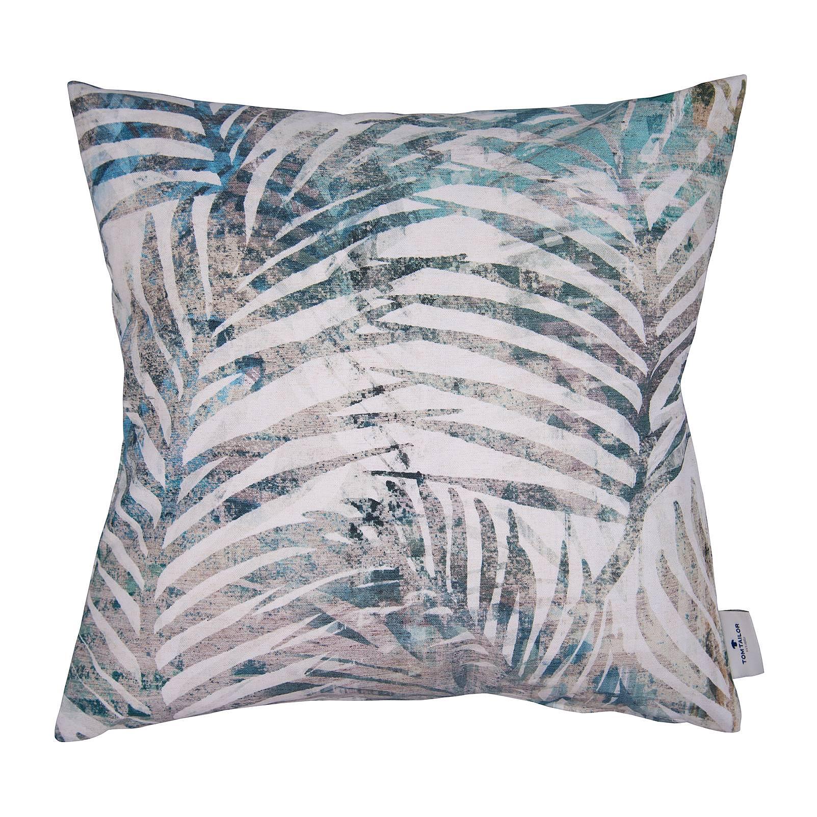 Kissenbezug T-Palm Leaves Baumwollstoff Natur / Blau 0