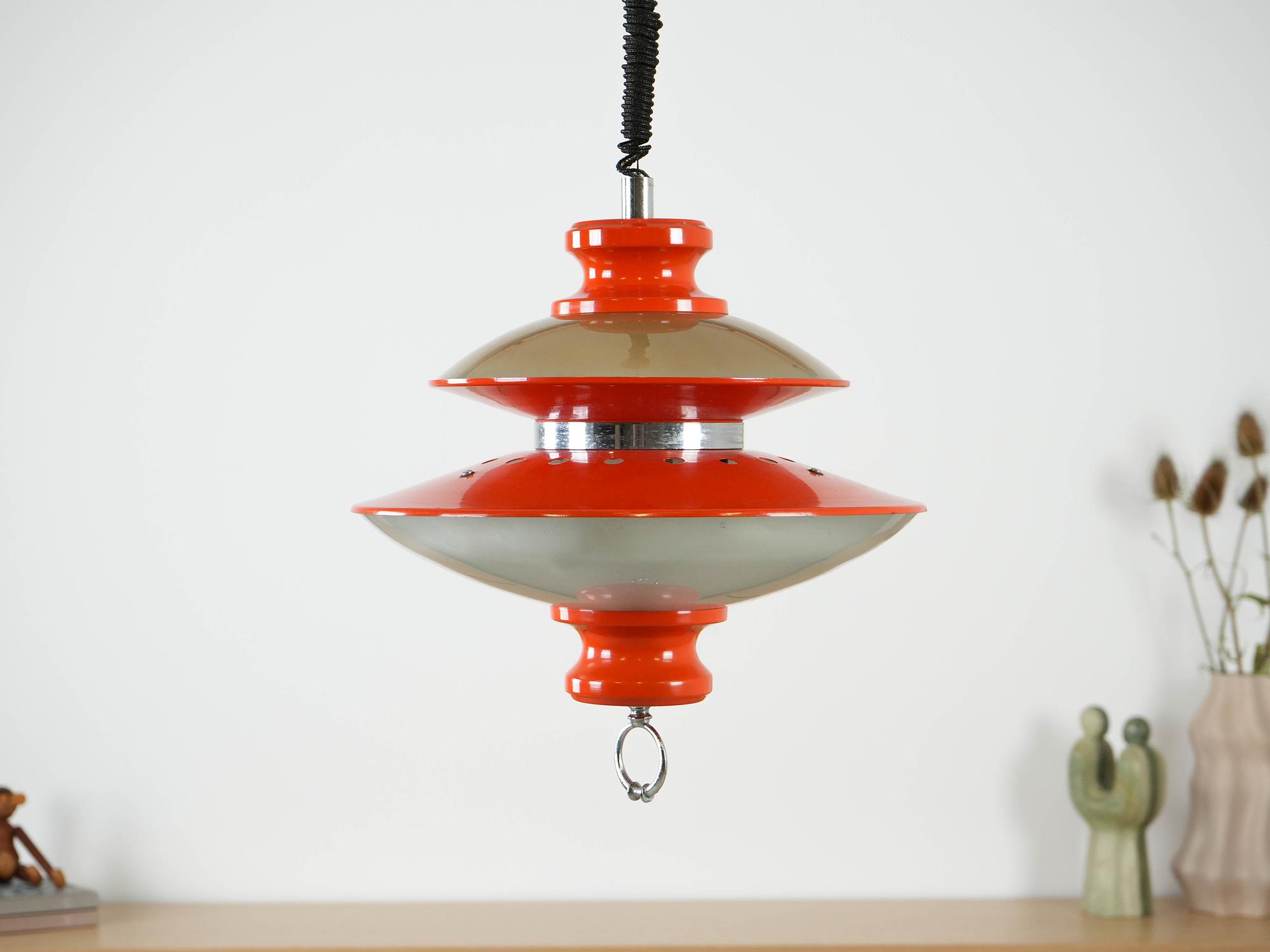 Hanging lamp Metal Orange 1970s 2