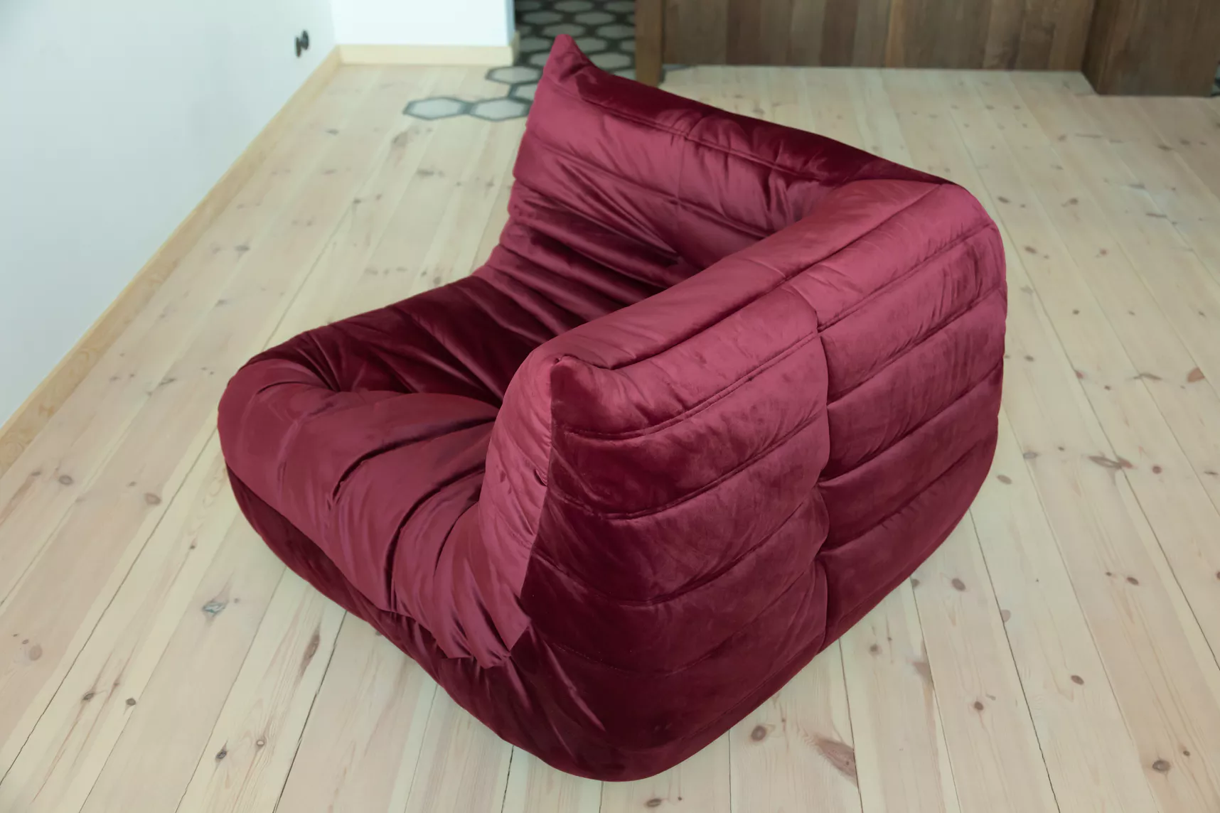 Togo Corner Sofa Velvet Burgundy 2