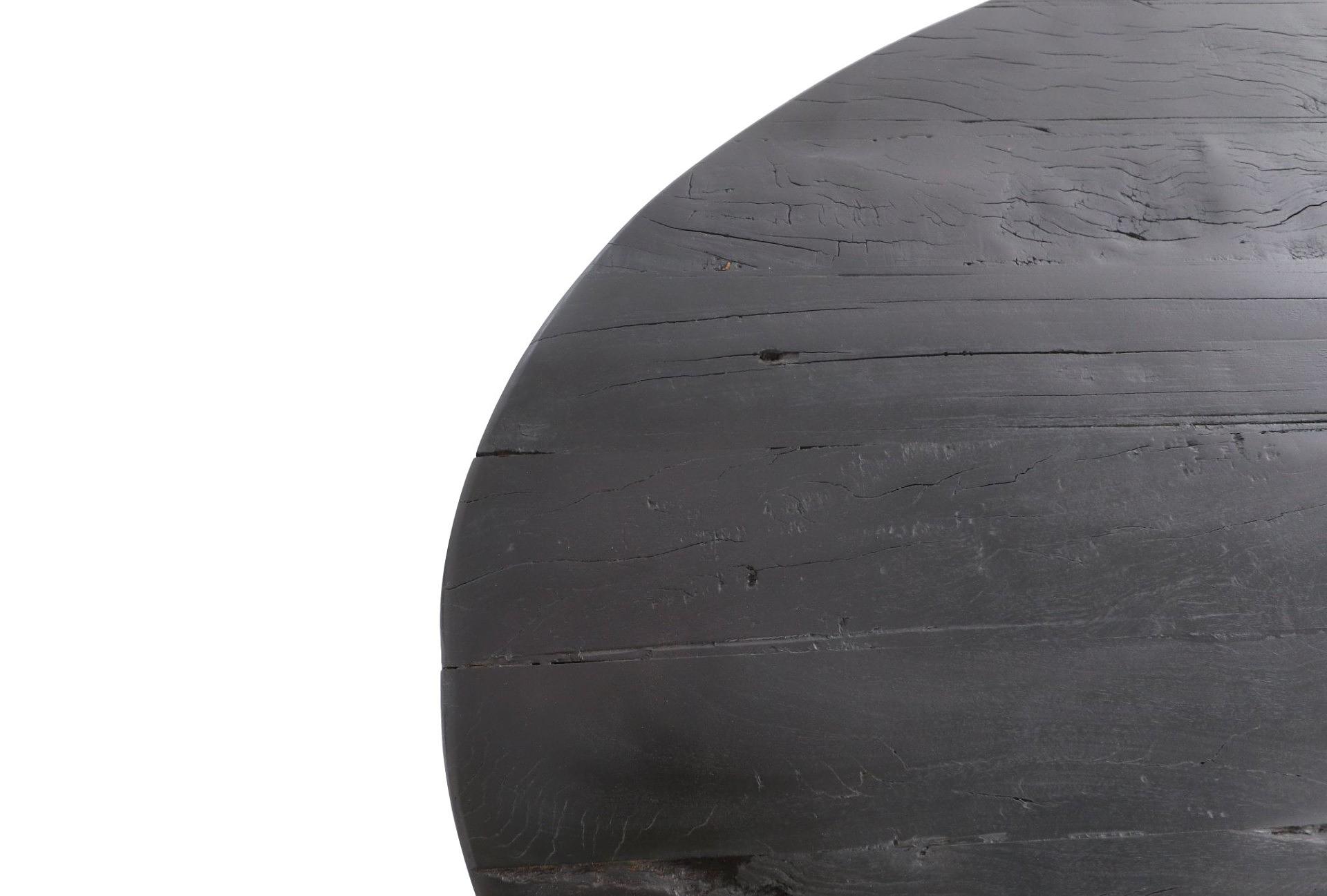 Ovale Tischplatte Mangoholz Schwarz 2