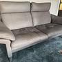 2x Sofa 2-Sitzer & Hocker Leder Grau 1