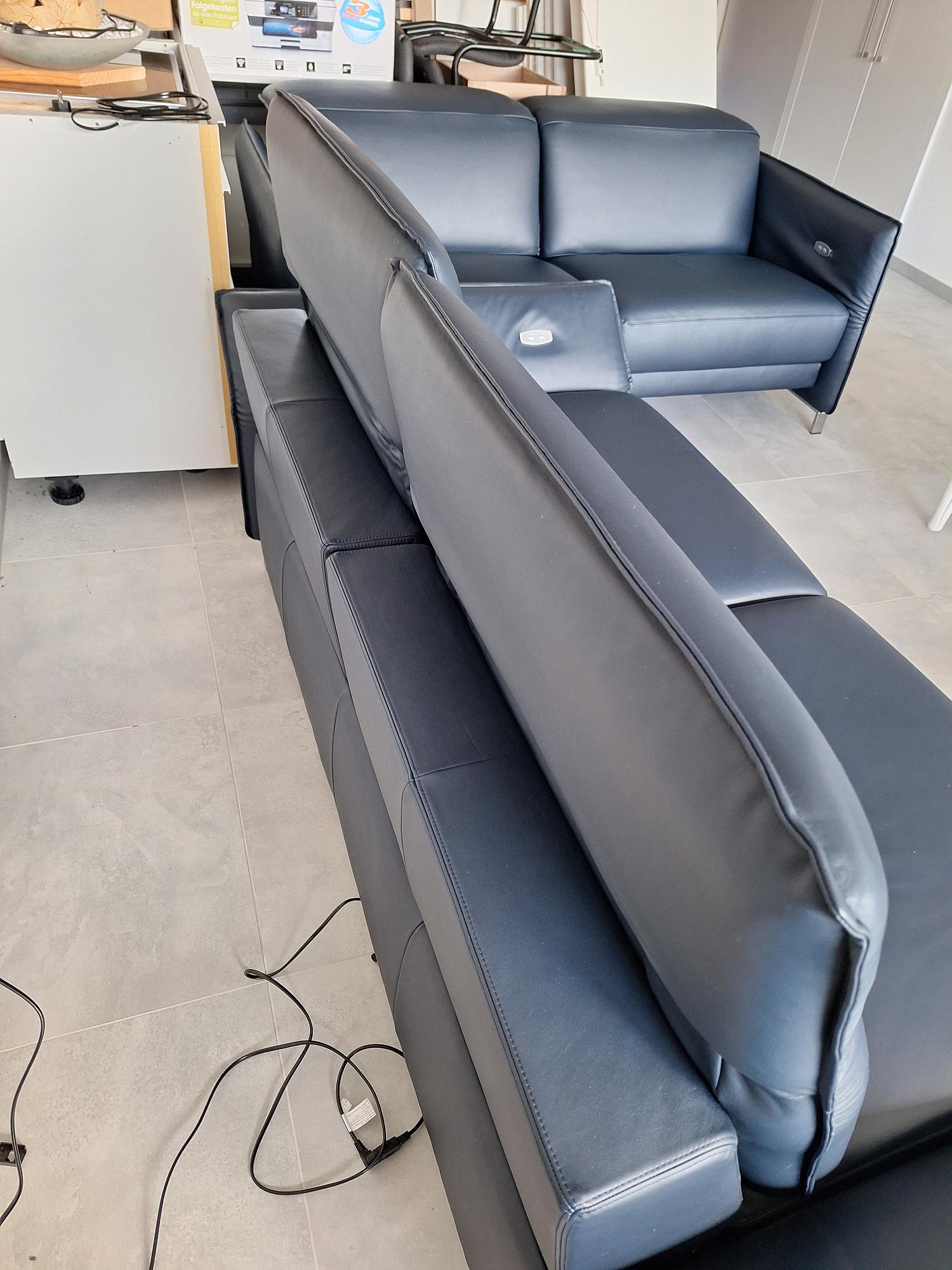 2x Sofa 2,5-Sitzer Leder Dunkelblau 5