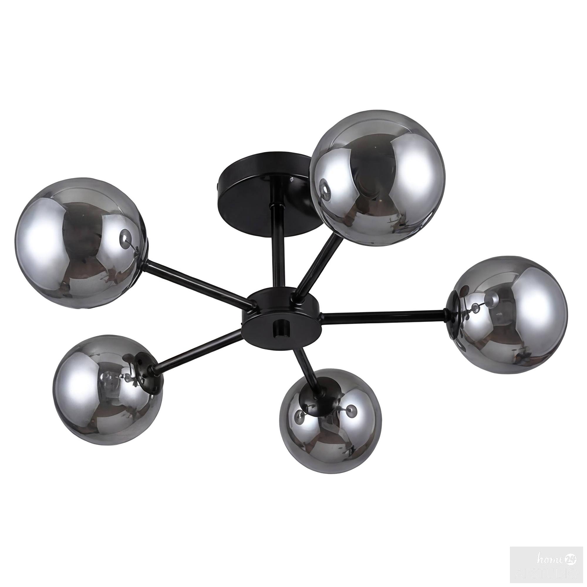 Deckenleuchte Ilumo 5-Flammig Rauchglas Eisen Grau Schwarz 3
