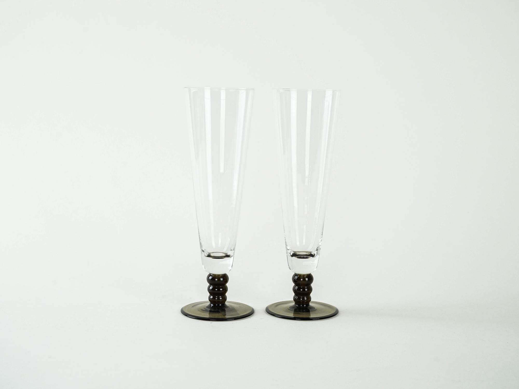 2x Champagne glasses Glass Transparent 1970s 2