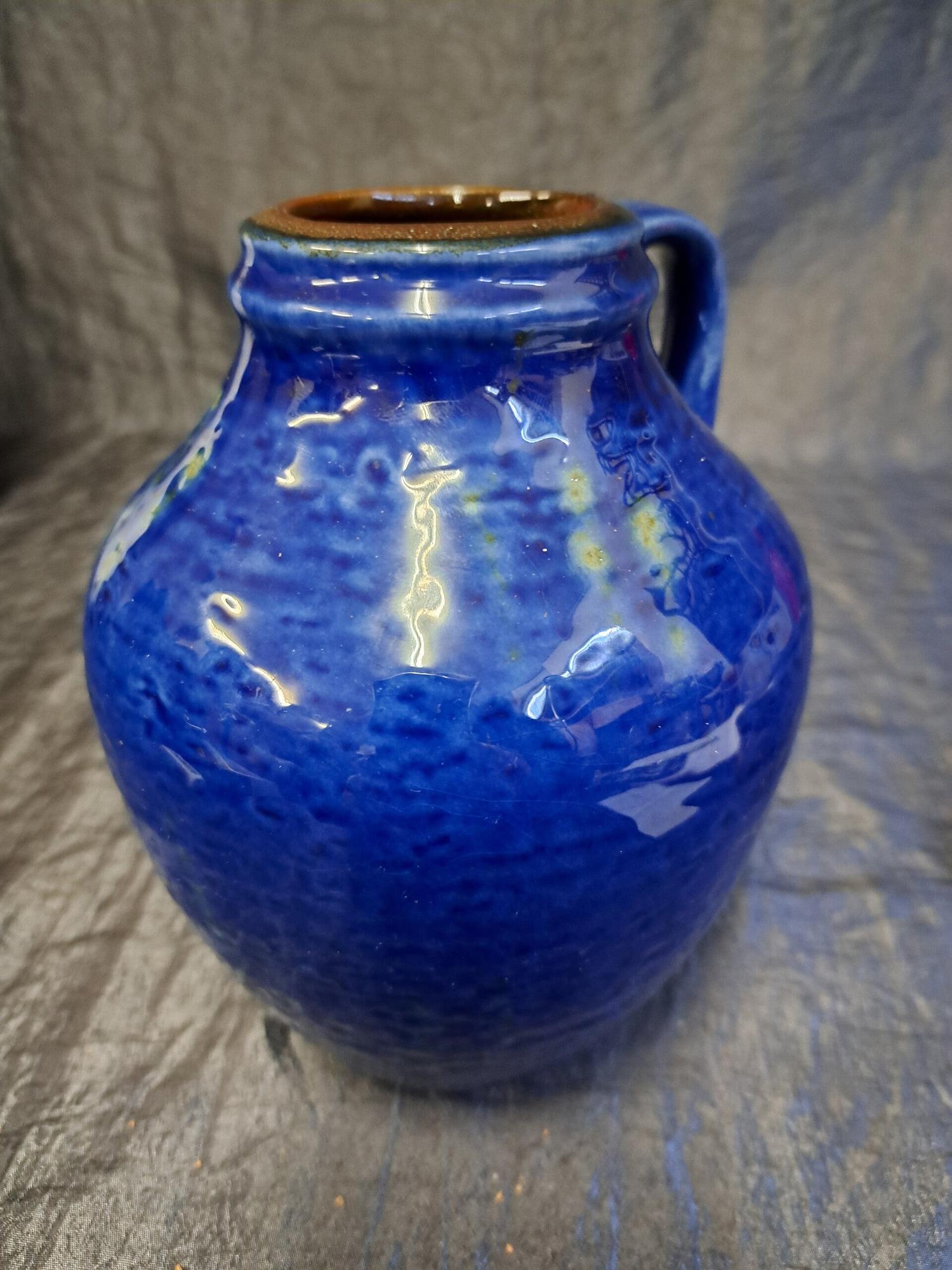 Vintage Vase Keramik Blau  2