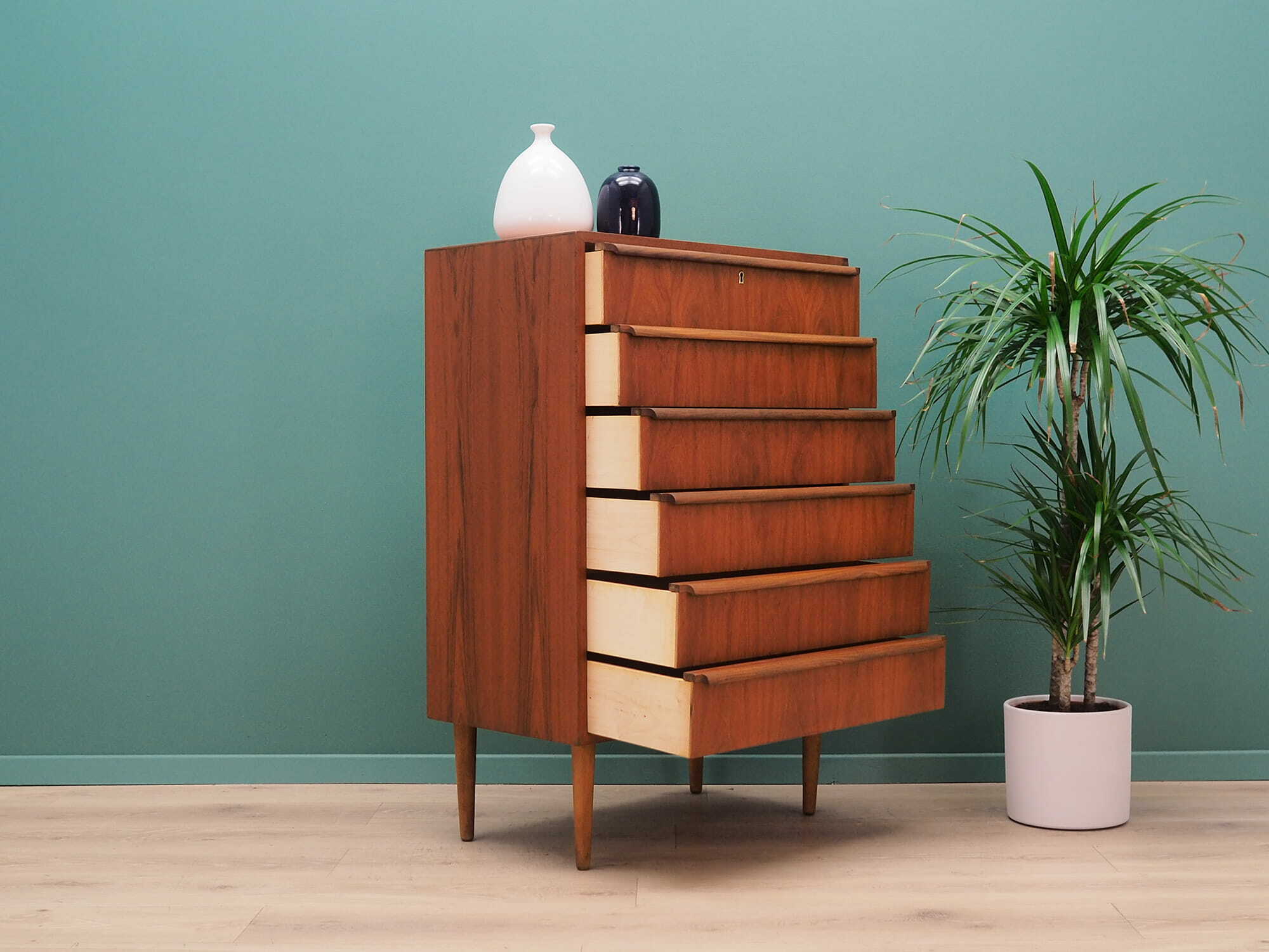 Vintage chest of drawers Teak wood Brown 1970s 3