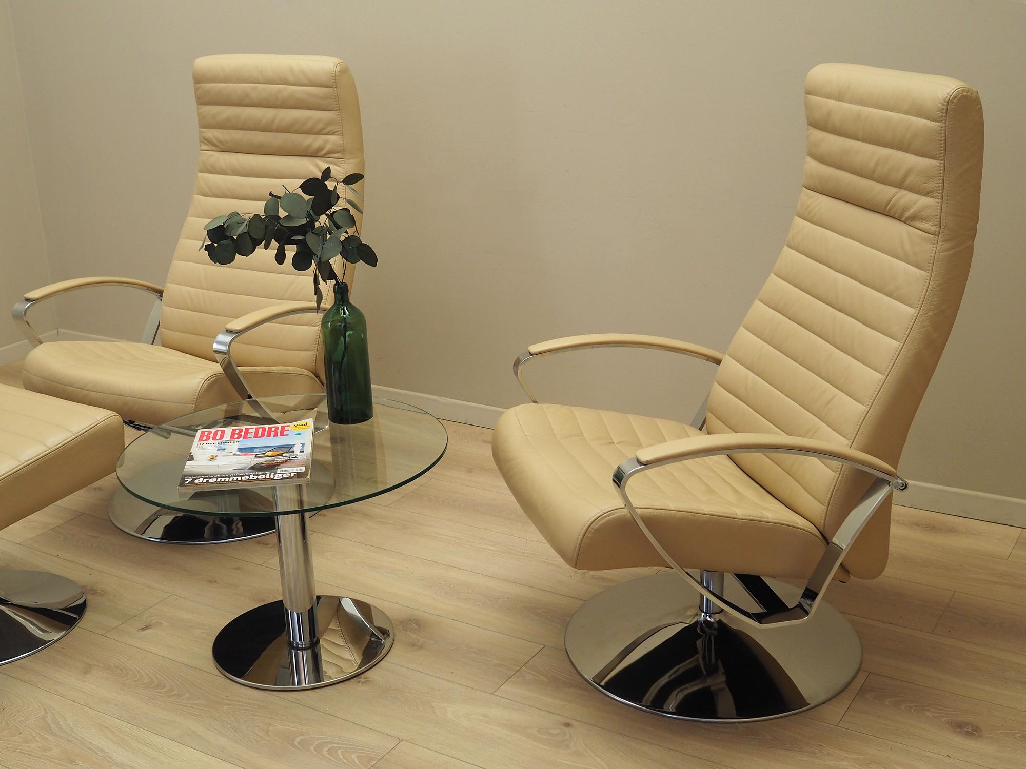Sessel Leder Hellbraun 1970er Jahre 3