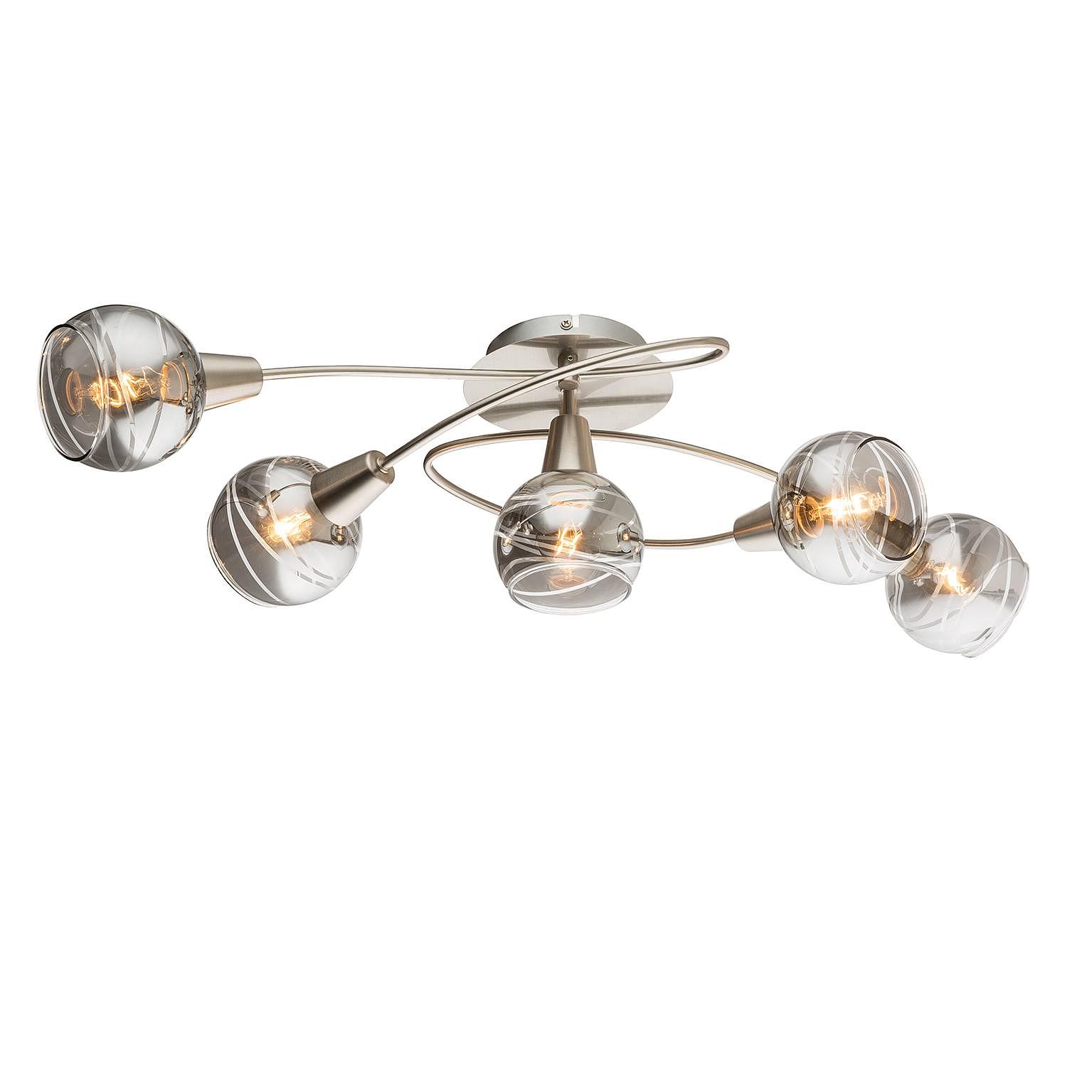 LED ceiling light Roman Lines II Glass Metal 5-flame 1
