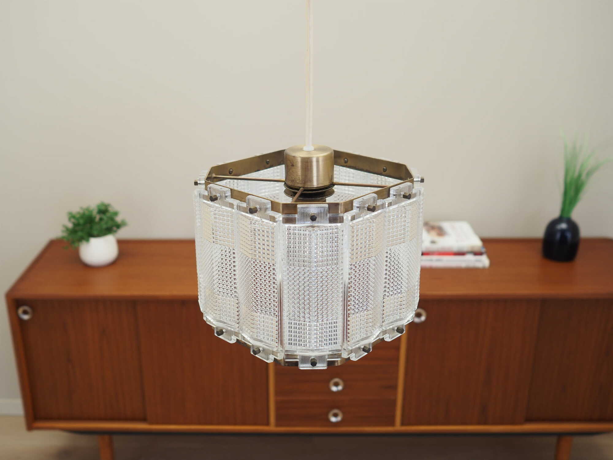Vintage pendant lamp Metal Plastic White 1970s 4