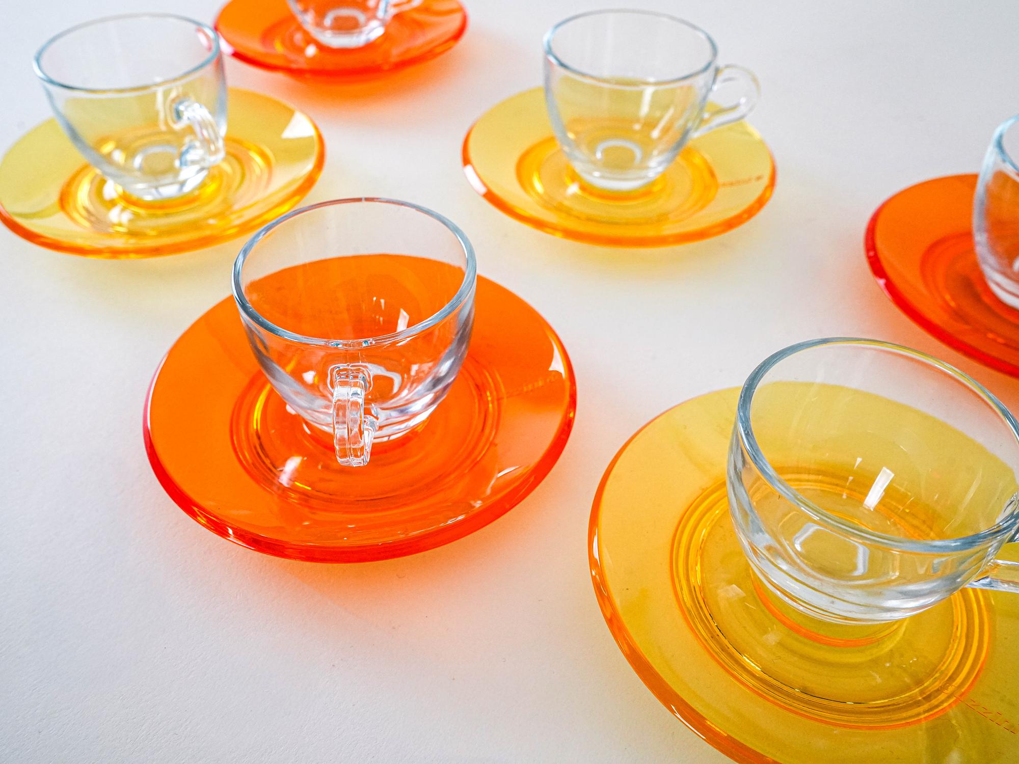 Glass Cup Set Multicolored 1970s 7